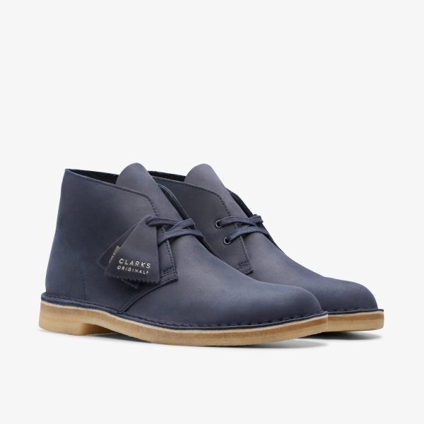 [26174058] Mens CLARKS DESERT BOOT - NAVY LEATHER Hot on Sale