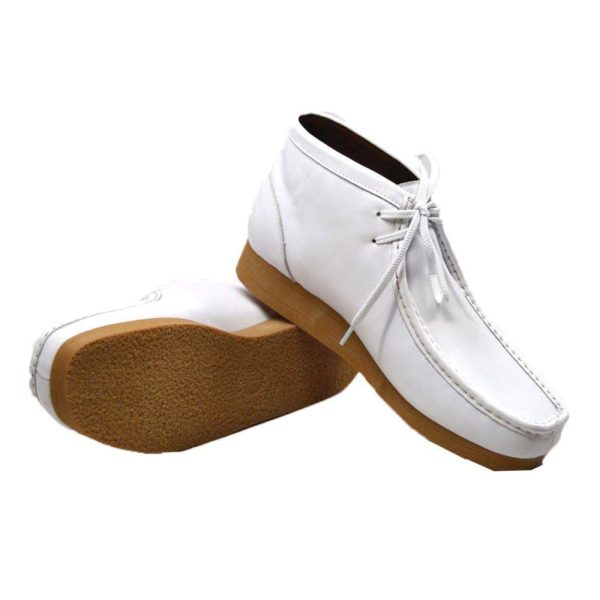 British Walkers New Castle 2 Wallabee Boots Men s White Leather Discount