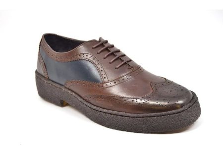 British Walkers Playboy Original Wingtips Men s Navy & Brown Leather Oxfords For Sale