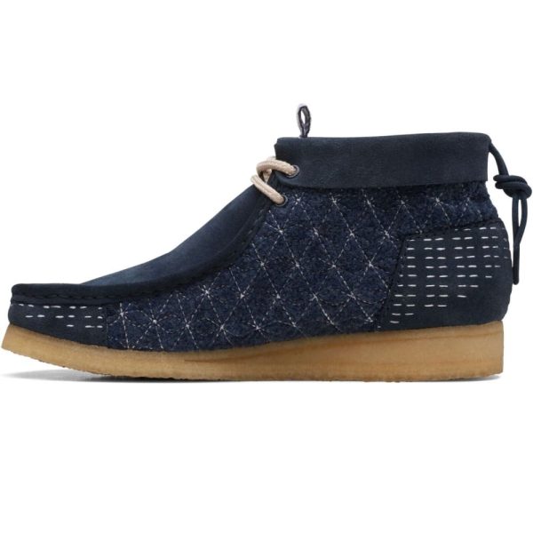 Clarks Originals Wallabee Boots Men s Sashiko Navy Blue Suede 26169152 Online Sale