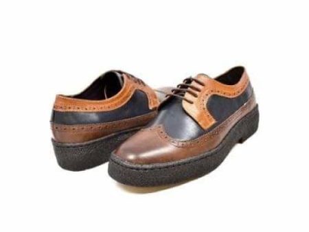 British Walkers Wingtip Men s 3 Tone Navy, Brown and Tan Leather Oxfords Online now