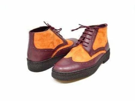 British Walkers Wingtip Men s Two Tone Burgundy and Rust Leather on Sale