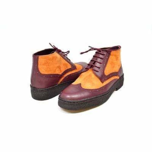 British Walkers Wingtip Men s Two Tone Burgundy and Rust Leather on Sale