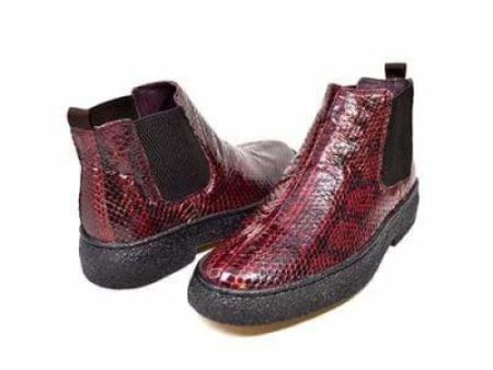 British Walkers Soho Men s Burgundy Snake Skin Custom Made Boots Online Sale