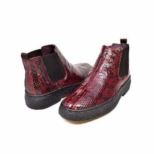 British Walkers Soho Men s Burgundy Snake Skin Custom Made Boots Online Sale