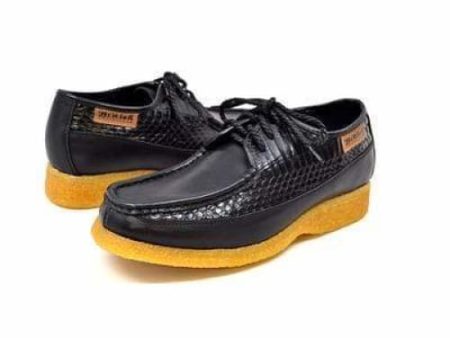 British Walkers Crown Men s Black Snake Leather Crepe Sole Oxfords For Discount