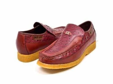 British Walkers Harlem Men s Burgundy Leather Crepe Sole Slip On Shoes For Sale