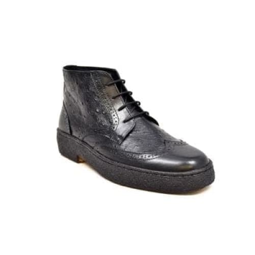 British Walkers Playboy Original Ostrich Wingtip Men s Black Leather and Ostrich High Tops Supply