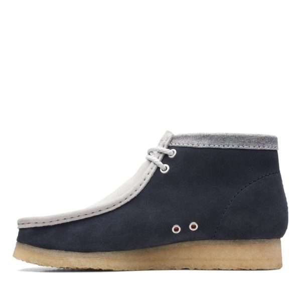 Clarks Originals Wallabee Boots VCY Men s Navy and Gray Suede 26165077 Hot on Sale