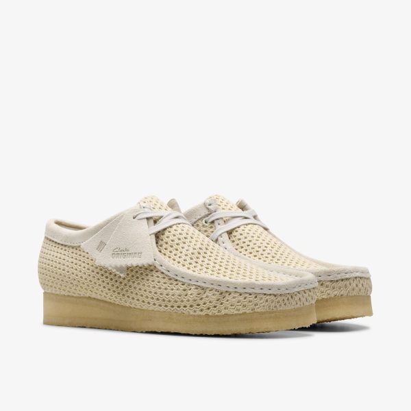 [26175849] Mens CLARKS WALLABEE - OFF WHITE MESH For Cheap