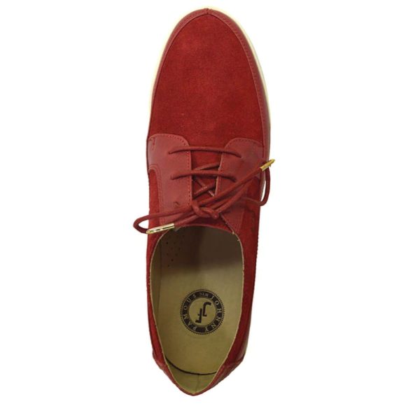 Johnny Famous Bally Style Park West Men s Red Leather and Suede Low Tops Cheap