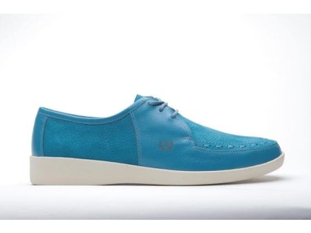 Johnny Famous Bally Style Delancey Men s Turquoise Blue Leather Low Tops For Discount