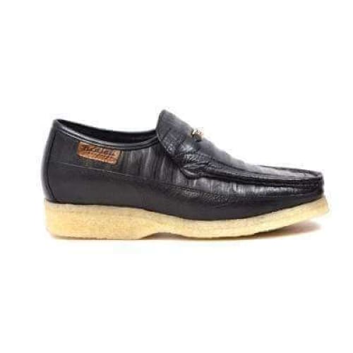 British Walkers Brick Men s Black Leather Crepe Sole Slip On Shoes Cheap