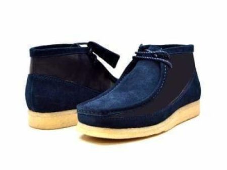 British Walkers Walker 100 Wallabee Boots Men s Navy Blue Suede and Leather on Sale