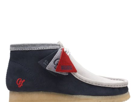 Clarks Originals Wallabee Boots VCY Men s Navy and Gray Suede 26165077 Hot on Sale