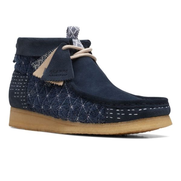 Clarks Originals Wallabee Boots Men s Sashiko Navy Blue Suede 26169152 Online Sale