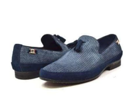 British Walkers Chris Men s Blue Burnished Leather Loafers For Cheap