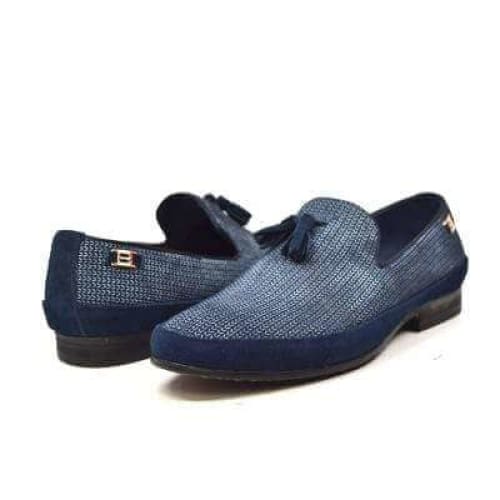 British Walkers Chris Men s Blue Burnished Leather Loafers For Cheap