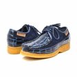 British Walkers Crown Croc Men s Navy Blue Crocodile Leather and Suede Lace Up Crepe Soles Fashion