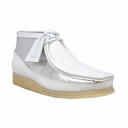 British Walkers Walker 100 Wallabee Boots Men s White and Silver Leather For Discount