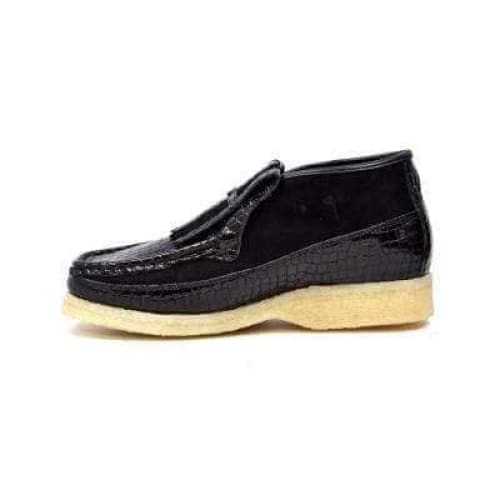 British Walkers Apollo Crocs Men s Black Crocodile Leather and Suede Online Sale