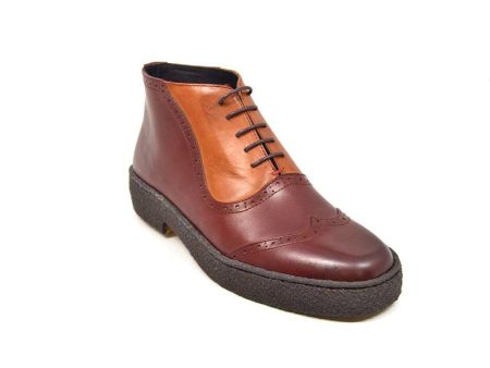 British Walkers Playboy Original Custom Made Men s Two Tone Oxblood Tan Leather High Top Wingtips Hot on Sale