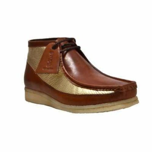 British Walkers Wallabee Boots Walker 100 Men s Cognac and Gold Leather For Cheap