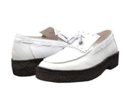 British Walkers Playboy Cruise Men s White Leather Slip On on Sale