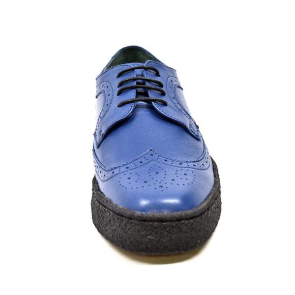 British Walkers Playboy Originals Wingtip Low Cut Men s Cobalt Blue Leather Oxfords For Discount