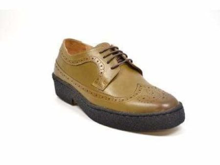 British Walkers Wingtip Low Cut Men s Olive Green Leather Oxfords Discount