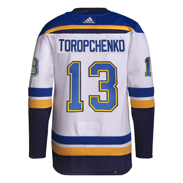 ST. LOUIS BLUES ADIDAS AUTHENTIC PRO-STITCH TOROPCHENKO #13 AWAY JERSEY - WHITE For Discount