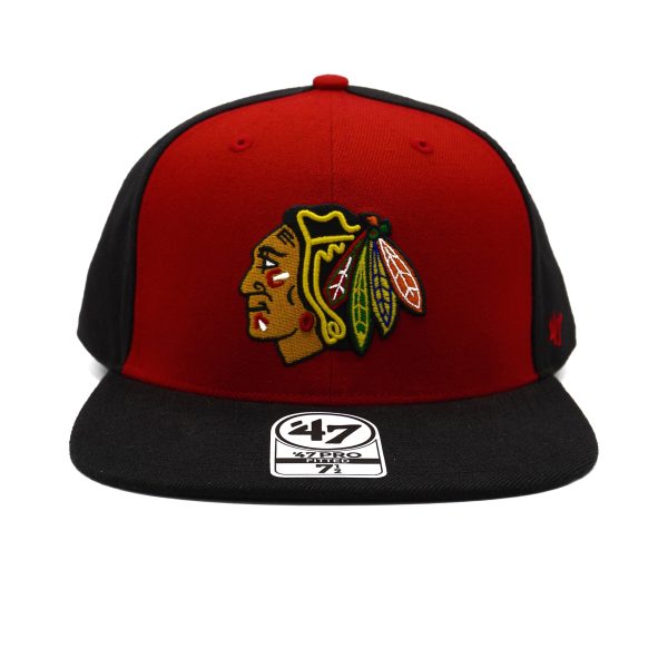 Mens 47 Brand Chicago Blackhawks Pro Fitted - Black Red on Sale