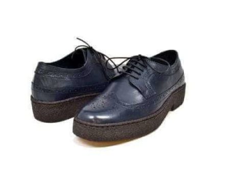 British Walkers Playboy Low Top Wingtips Men s Navy Blue Leather Oxfords on Sale