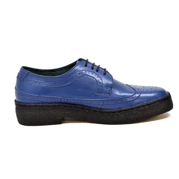 British Walkers Playboy Originals Wingtip Low Cut Men s Cobalt Blue Leather Oxfords For Discount