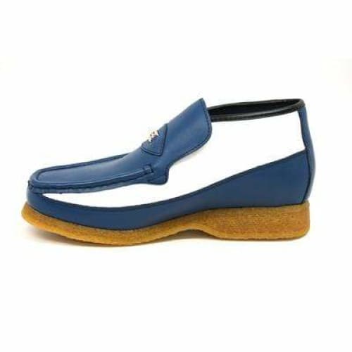 British Walkers Checkers Men s Blue and White Leather Slip Ons Supply