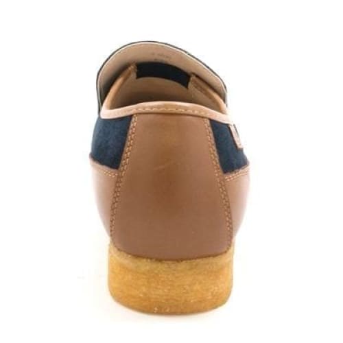 British Walkers King Men s Old School Navy and Tan Suede Slip On Shoes on Sale