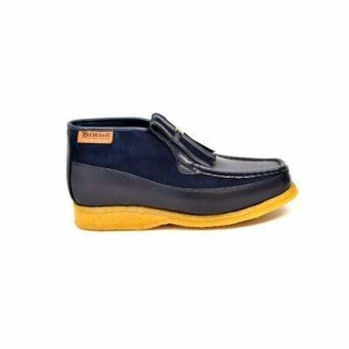 British Walkers Apollo Men s Navy Leather and Suede Crepe Sole Slip On Boots Discount