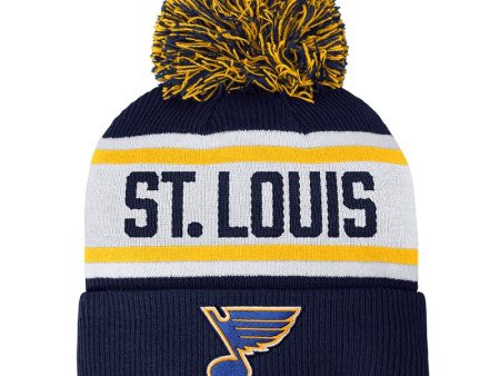 St. Louis Blues Ladies Note Pom Knit Navy White Supply