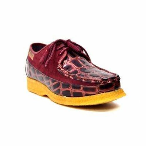 British Walkers Crown Croc Men s Burgundy Crocodile Leather and Suede Crepe Sole Online