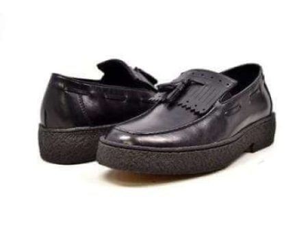 British Walkers Playboy Cruise Men s Black Leather Slip On w Tassle Cheap