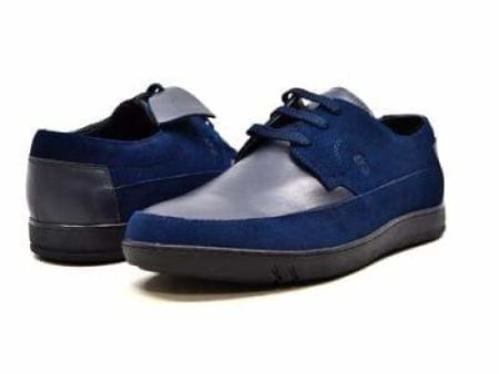 British Walkers Bristol Bally Style Navy Blue Men s Leather and Suede Cheap