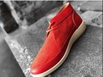 Johnny Famous Bally Style Central Park Men s Red Leather and Suede High Tops Online Sale