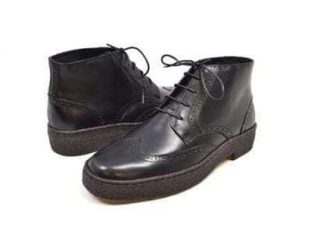 British Walkers Playboy Wingtips Custom Made Men s Premium Black Leather High Top Boots on Sale