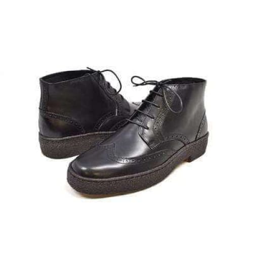 British Walkers Playboy Wingtips Custom Made Men s Premium Black Leather High Top Boots on Sale