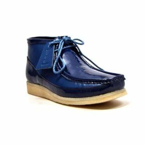 British Walkers Wallabee Boots Walker 100 Men s Navy Blue Patent Leather High Tops Fashion