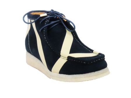 British Walkers Wallabee Boots Walker Stripe Men s Navy and Beige Suede Sale