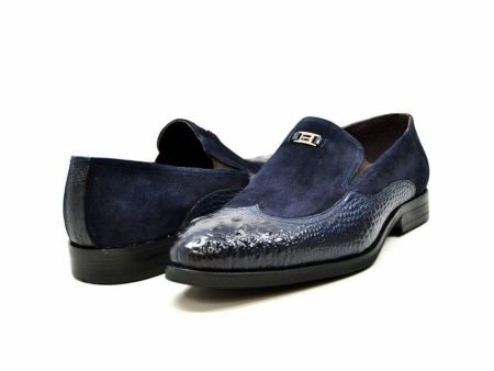 British Walkers Men s Shiraz Navy Blue Leather Loafers Sale