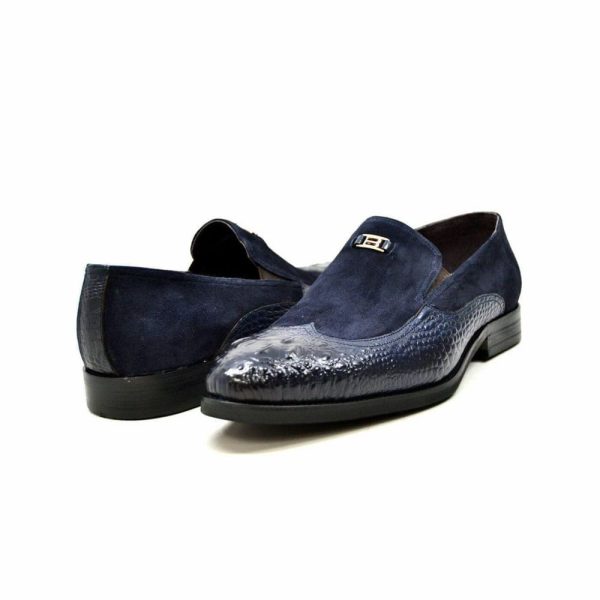 British Walkers Men s Shiraz Navy Blue Leather Loafers Sale