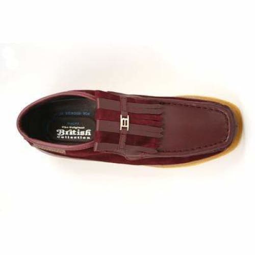 British Walkers Apollo Men s Burgundy Leather and Suede Crepe Sole Slip On Boots For Sale