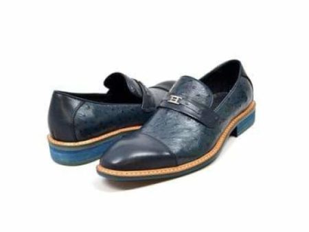 British Walkers Dolche Men s Navy Blue Leather Loafers For Cheap